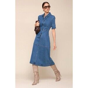 AVEC LES FILLES Denim Midi Shirtdress $148 SZ 6